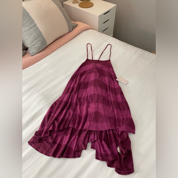 Free People We The Free Tie Dye Wine Colored Sun Dress - Picture 3 of 14
